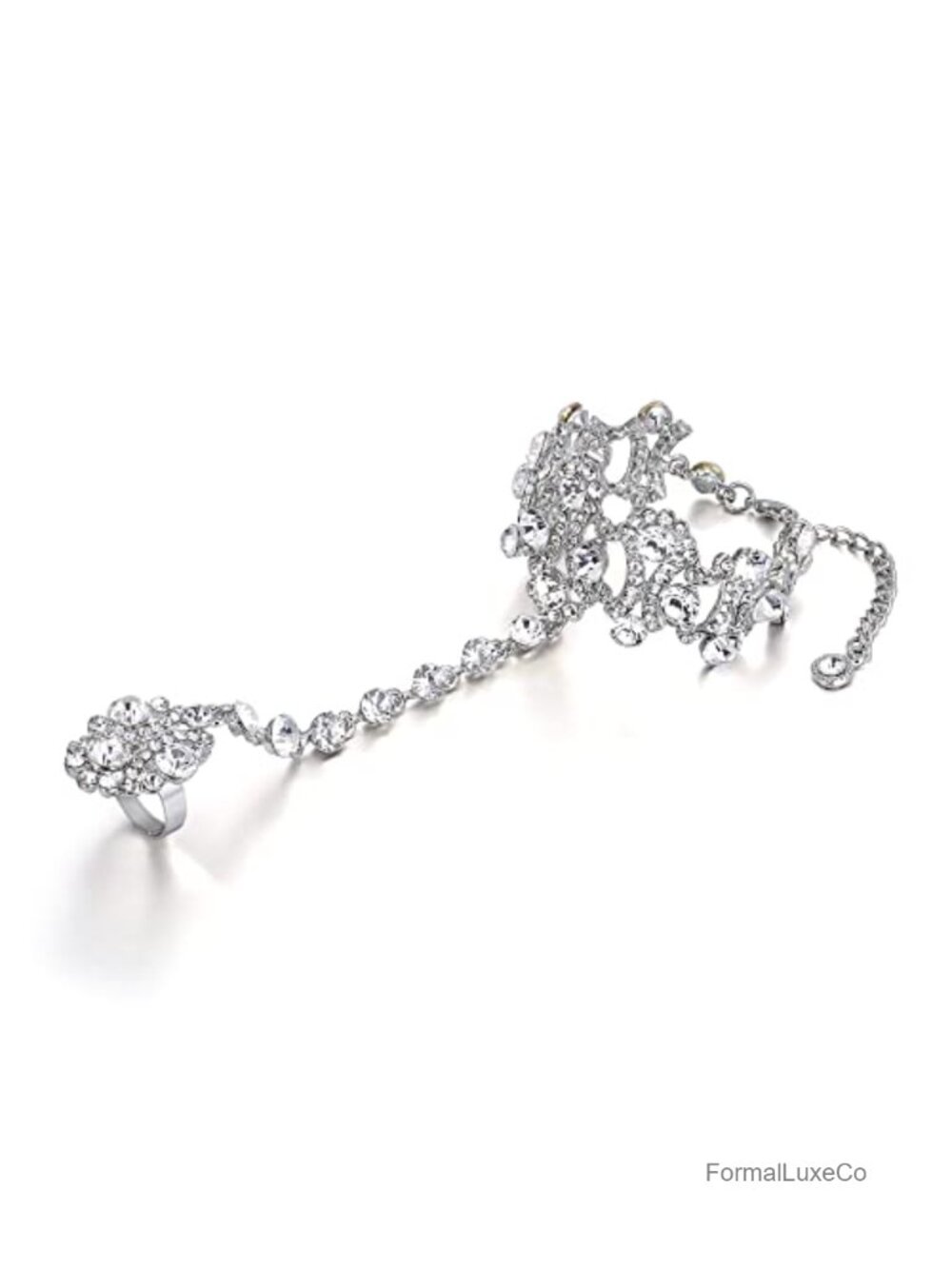 Vintage Style Austrian Crystal Bracelet & Ring Set, Adjustable, Prom Jewelry,